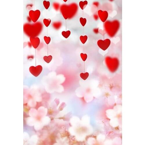 Fantasy Valentine backgrounds polyester 2020 floral red hearts photography backdrops of kid photo studio props Fotografia S-3102