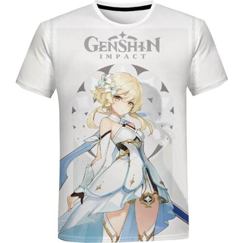 Genshin Impact 3D Printing T-Shirt Anime Game Character Cute Streetwear For Men And Women Fashion Oversized Shirts Hip Hop Tops