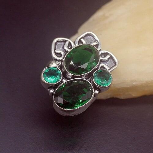 Hermosa Vintage Glowing Hot Sale Fashion GreenTopaz Women Jewelry for Gifts Band Ring 9# FQ113