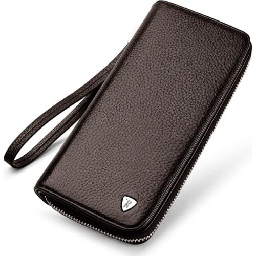 Leather Hand-held Wallet Fashion Top Cowhide Mens Handbag Cowhide Zipper Handbag