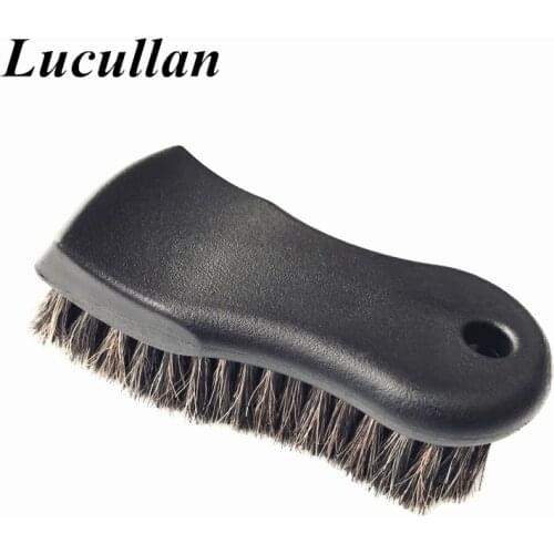 Lucullan More Dense Pure Black Premium Select Horse Hair Interior Cleaning Brush for Leather, Vinyl, Fabric