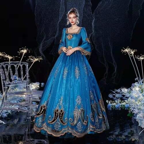 Mangoyoy Renaissance Retro Court Dress Period Masquerade Princess Bridesmaid Dress Ball Gown Victroain Rococo Halloween Costume