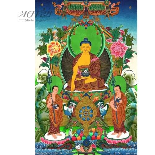 Michelangelo Wooden Jigsaw Puzzle Sakyamuni Shakyamuni Buddha Tathagata Tibetan Buddhist Thangka Painting Art Collectibles Decor