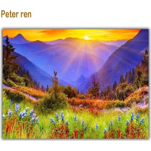 New generation mosaics cross stitch diamond painting landscape 3d quare full drill needlework painting diamond embroidery sunset