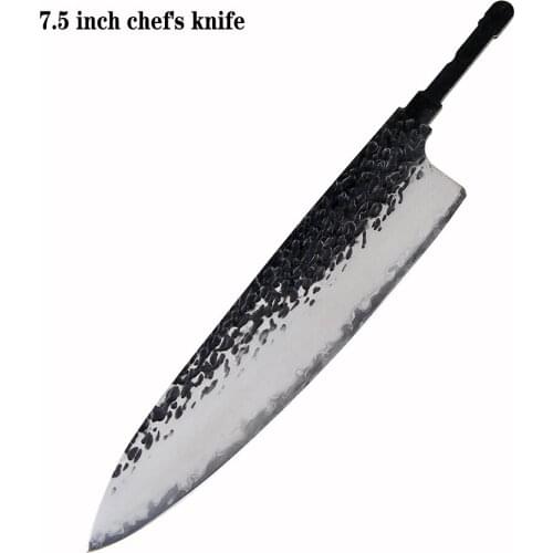 Batch DIY hand-forged professional kitchen knife 9Cr18MOV steel core three-layer steel Japanese style 7.5 inch chef knife blank