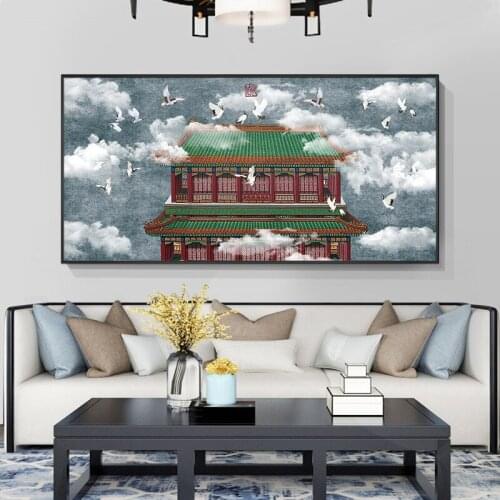 Chinese Cartoon Building palace wall Canvas Painting Art Print Poster Picture Wall Modern Minimalist Bedroom Living Room Decor
