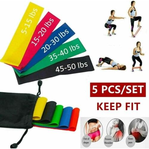 New Yoga Resistant Band Set Fitness Elastic Tape 5pcs Gym Band With Bag And Manual For Fitness,Yoga,Sport Training Dropshipping