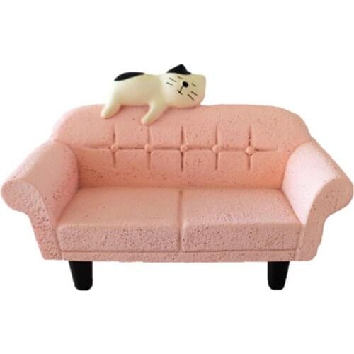 SSolid Color Mini Sofa Chair Cartoon Cat Dollhouse Doll Desk Decor Miniature Ornament Mini Chair Cartoon Cat Gift For Children