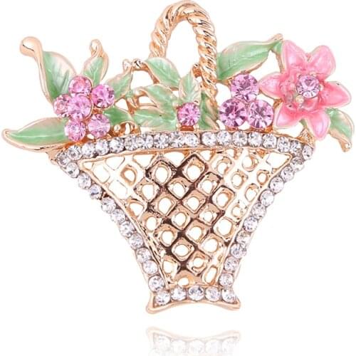 Selling New Fashion Accessories Girl Gorgeous Flower Basket Brooch Birthday Wedding Party Bridesmaid Bouquet Jewelry Decoration