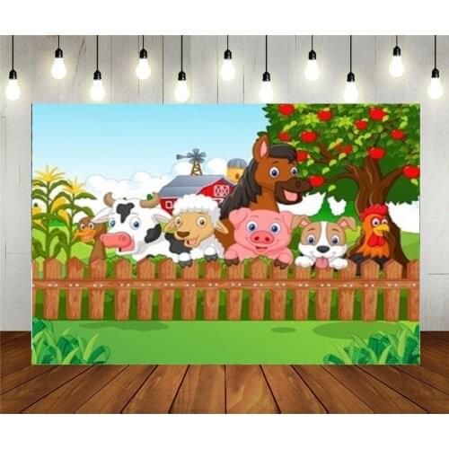 Photo Studio Props Photography Backdrop Collection Farm Animal Cartoon Vinyl Background Kids Birthday Party Decoration