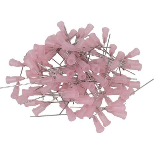 Pink and Silver 1.5 Inch Length Blunt Dispensing Needles Syringe Needle Tips 20Ga Pack of 100
