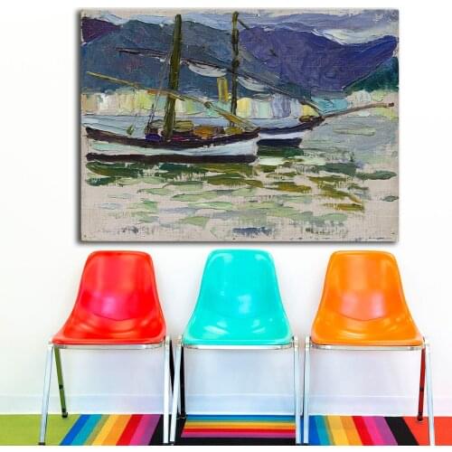 Fishing Boats, Sestri by Wassily Kandinsky Canvas Painting For Living Room Home Decoration Oil Painting On Canvas Wall Painting