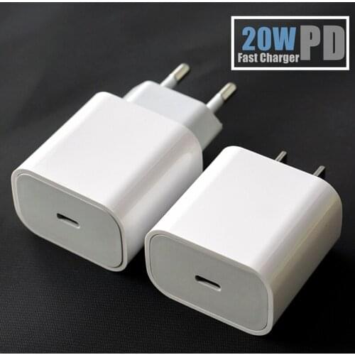 USB 20W EU US UK Plug Wall Charger PD Mobile Phone Quick Charge Type-C Travel Adapter For iPhone 12 Pro Max Huawei P40 Samsung