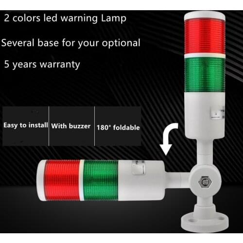 2 Stack light LED Signal Tower Alarm Caution Warning Light For Machinery Black/White Foldable Buzzer Industrial Indicater Lamp