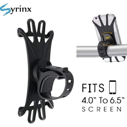 Syrinx Silicone Bicycle Phone Holder Stand 360 Degree Bike Motorcycle Handlebar Cellphone Support Mount For Iphone X GPS Device