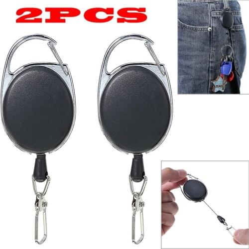 2pcs Telescopic Retractable Easy Pull Buckle Keychain Anti Key Role Lanyard Key Chain Chain Key Holder For Belt Backpack Hung