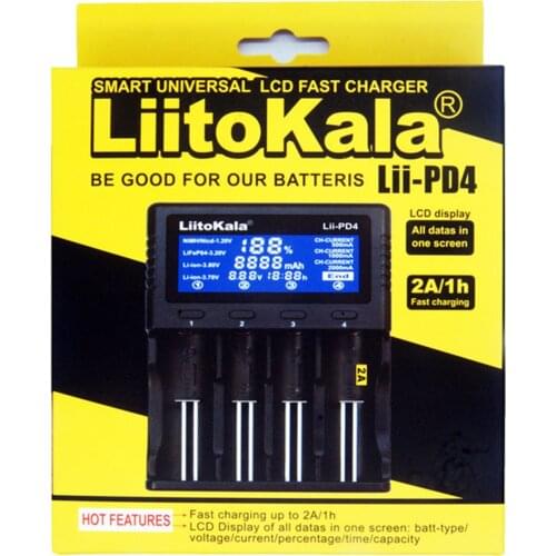 Lii-PD4 4 Slots Smart Lithium Nimh Battery Charger for 17670/17500 Premium