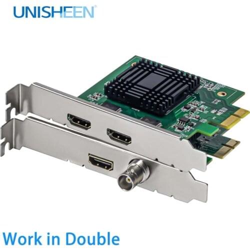 Unisheen Zero-Lag Dual HDMI SDI Video Capture PCIe 60FPS Vmix Streaming Live Broadcast 1080P Wirecast OBS Xsplit