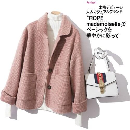 Female Coat 100% Wool Long Jacket Spring Autumn Overcoat Women Short Houndstooth Korean Jackets Coats 9624 KJ2094