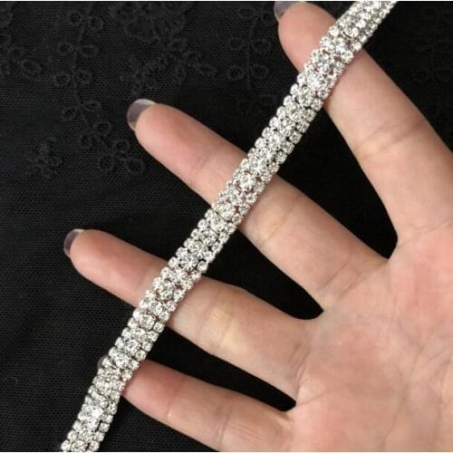 1 Yard Clear Motif Rhinestone Close Chain Rhinestone Trims Silver DIY Handmade Accessories Craft Sewing Art Decoration 9mm