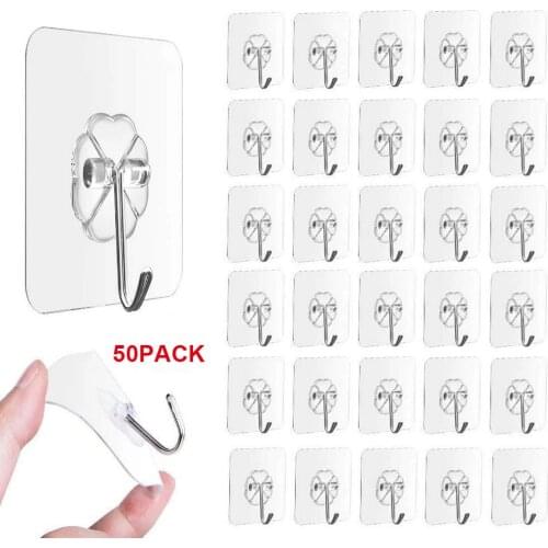 10/20/50/100PCS Wall Hooks Strong Transparent Suction Cup Sucker Kitchen Bathroom Use Adhesive Hook Door Traceless Organizer