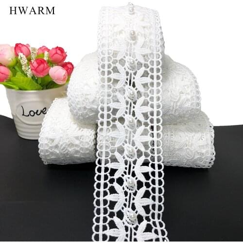 10yard 5.4cm 3d Lace Trim For Crafts Sewing Accessories Fabric Underwear With Beads Bamboo Leaf Double Sided Design Dress Deco