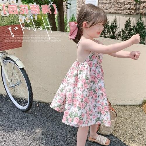 2021 Fashion Pink Kids Dresses For Girls Printed Casual Wear Dress Baby Girl Party Children Clothing
