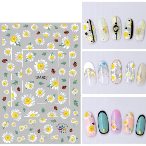 3D Stickers for Nails Self-adhesive Design Ladybug Chrysanthemum Nail Art Decorations Decals Foil Wrap Manicure Accessories