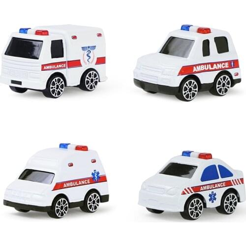 4 Pcs/Set Mini Alloy Car Series Diecast Engineering Car Fire Ambulance Vehicle Model Collection Truck Toys for Boys Kids