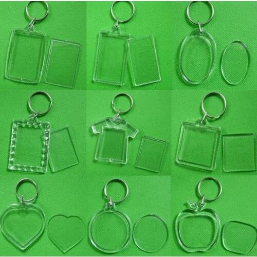5000 Pcs Rectangular Arc Transparent Blank Insert Photo Picture Frame Key Ring Split keychain SN215