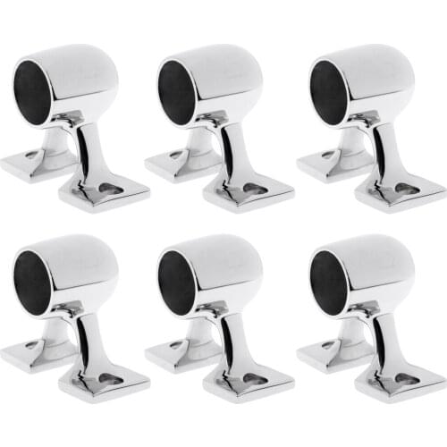 6Pcs 316 Stainless Steel Boat Rail End Stanchion Fits 25mm Tube