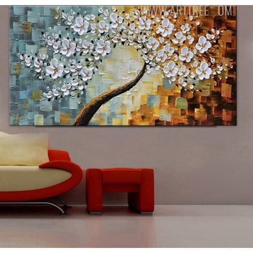 3D Abstract Oil Painting On Modern Canvas Texture Palette Knife Gold and Silver Flowers Paintings Wall Art Colorful Tree AT1446