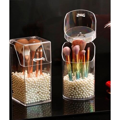 Acrylic Makeup Brush Holder Makeup Organizer Cosmetic Holder Lipstick Pencil Sundries Storage Container Transparent Storage Box