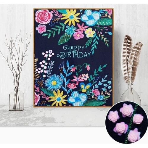 Huacan 5d Diamond Painting Text Art Diamond Embroidery Cartoon Rhinestone Picture Special Shape Diamond Mosaic 47x57