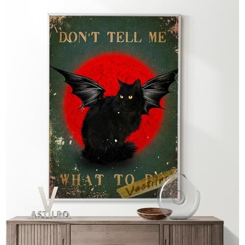 Social Big Funny Poster Retro Style Art Prints Funny Kuso Kitty Cat Canvas Painting Weird Gift Bar Pub Club Wall Decor Picture