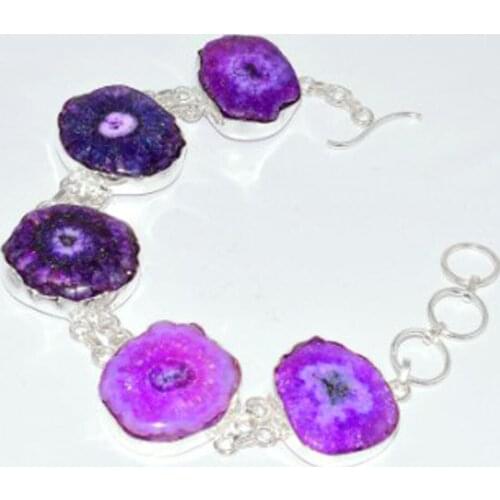 Purple Solar Quarts Bracelet Silver Overlay Over Copper , 23.9 cm, B3642
