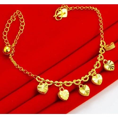 Sexy Foot Chain 18K Gold Hearts Pendant Anklet Bracelet for Girls Womens Summer Jewelry