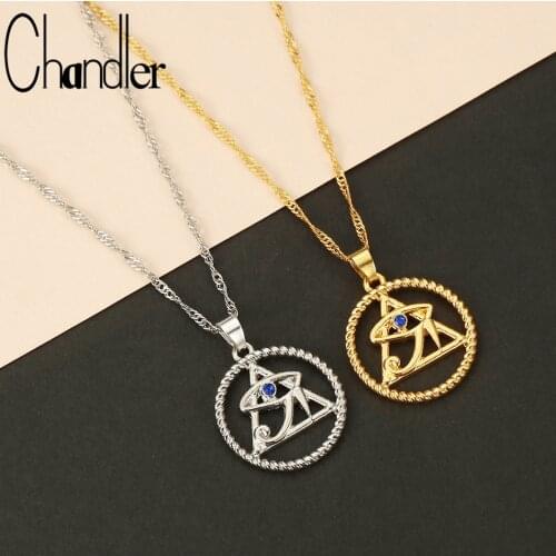 Chandler Silver Color Egyptian Ankh Cross Necklace Evil Eye Pendant Jewelry Gifts for Women Men Birthday Harry Antique Jewerly