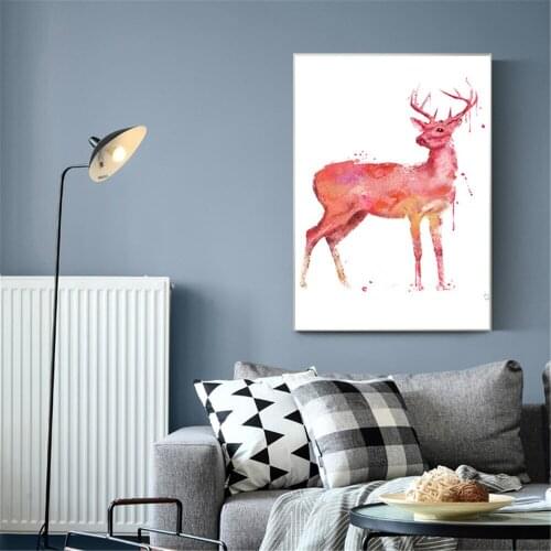 Home Decor Nordic Wall Art Canvas Painting Nursery Wall Art Deer Posters and Prints Animal Picture for Kids Baby Room