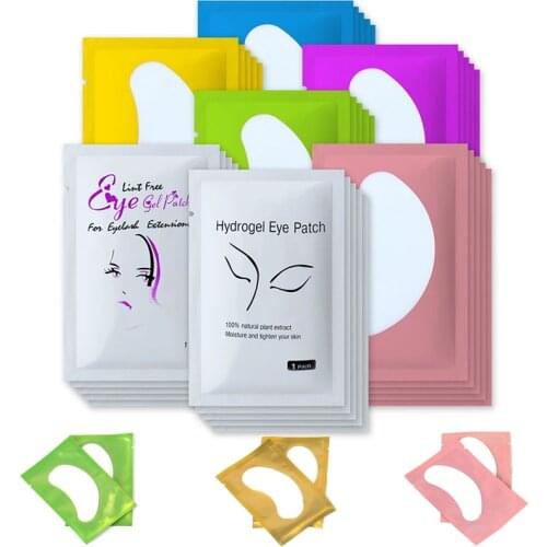 100/50Pcs Gel Under Eye Pads for Grafting Lashes Wholesale Eyelash Extension Hydrogel Patches Soft Breathable Makeup Stickers