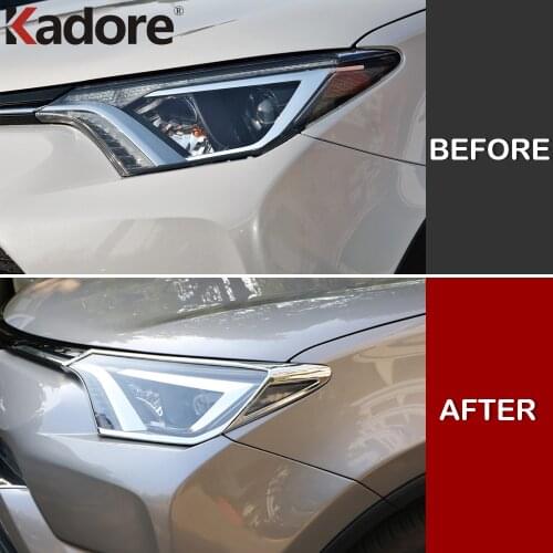 For Toyota RAV4 RAV 4 2016 2017 Chromed Headlight Front Head Light Lamp Cover Trims Guard Exterior Accessories Car Styling