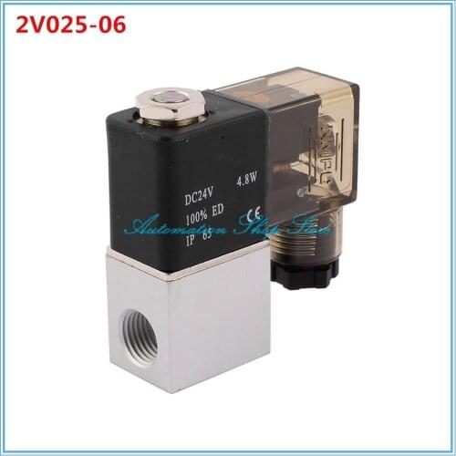 DC12V DC24V AC110V AC220V 2Port 2Pos 1/8" BSP Normally Closed Neutral Electric Pneumatic Solenoid Valve Coil 2V025-06