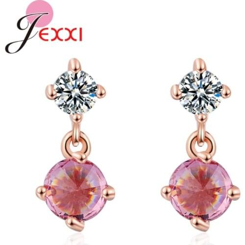 Korean Trend Creative 925 Sterling Silver New Round Four Claws Zircon Drop Earrings For Women Jewelry Party Gift Oorbellen
