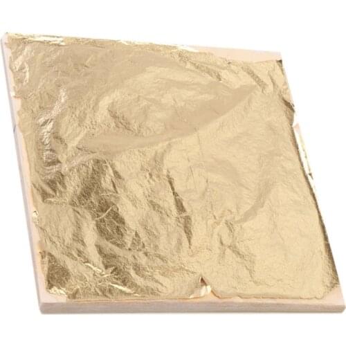 Sheets Home Pure 100Pcs 14x14cm Copper Shiny Handicrafts Gold Foil Leaves Gilding Arts Papers Imitation Gilded Aluminum
