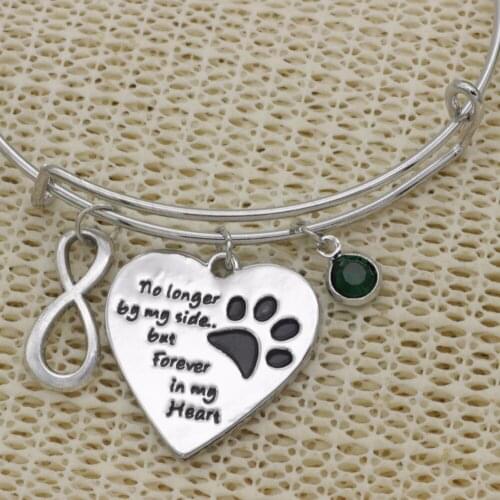 Fashion adjustable bracelet crystal Jewelry Infiniti No longer by my side but forever in my heart pendant Bangle B170