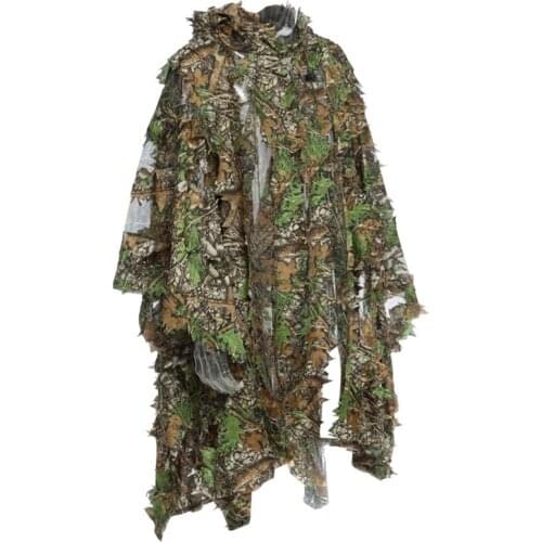 New Camo 3D Leaf cloak Yowie Ghillie Breathable Open Poncho Type Camouflage Birdwatching Poncho Sniper Suit