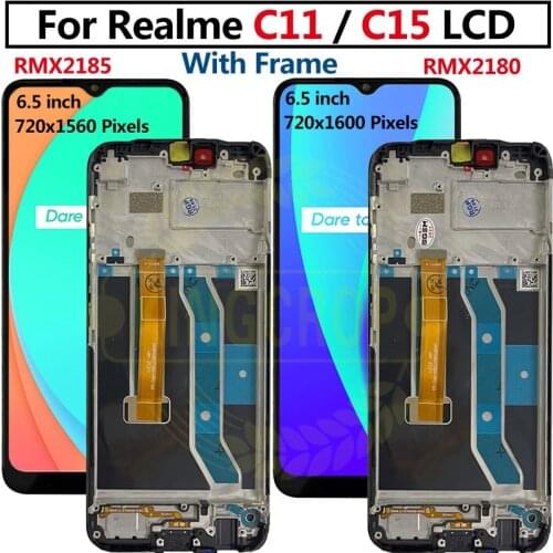 Original 6.5" For OPPO Realme C11 lcd RMX2185 Display Screen Panel Touch Glass Screen Digitizer For Realme C15 LCD RMX2180