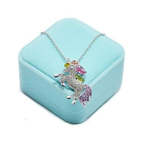 Necklace For Girls Children Kids Enamel Cartoon Horse jewelry accessories Women Animal Necklace Pendant Unicorn Party