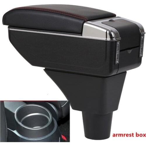 For Seat ibiza armrest box central Store content Storage box Seat armrest box with cup holder ashtray USB interface