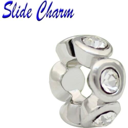 Simple 5mm Straight Hole Fashion Jewelry DIY Bead Charm White Round Rhinestone Beads Bracelet Necklace For Each Brand